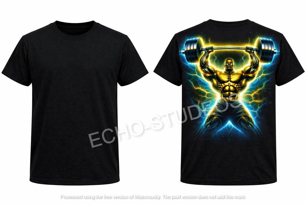 BLUE/YELLOW Neon Bodybuilder - Back Print Digital Download