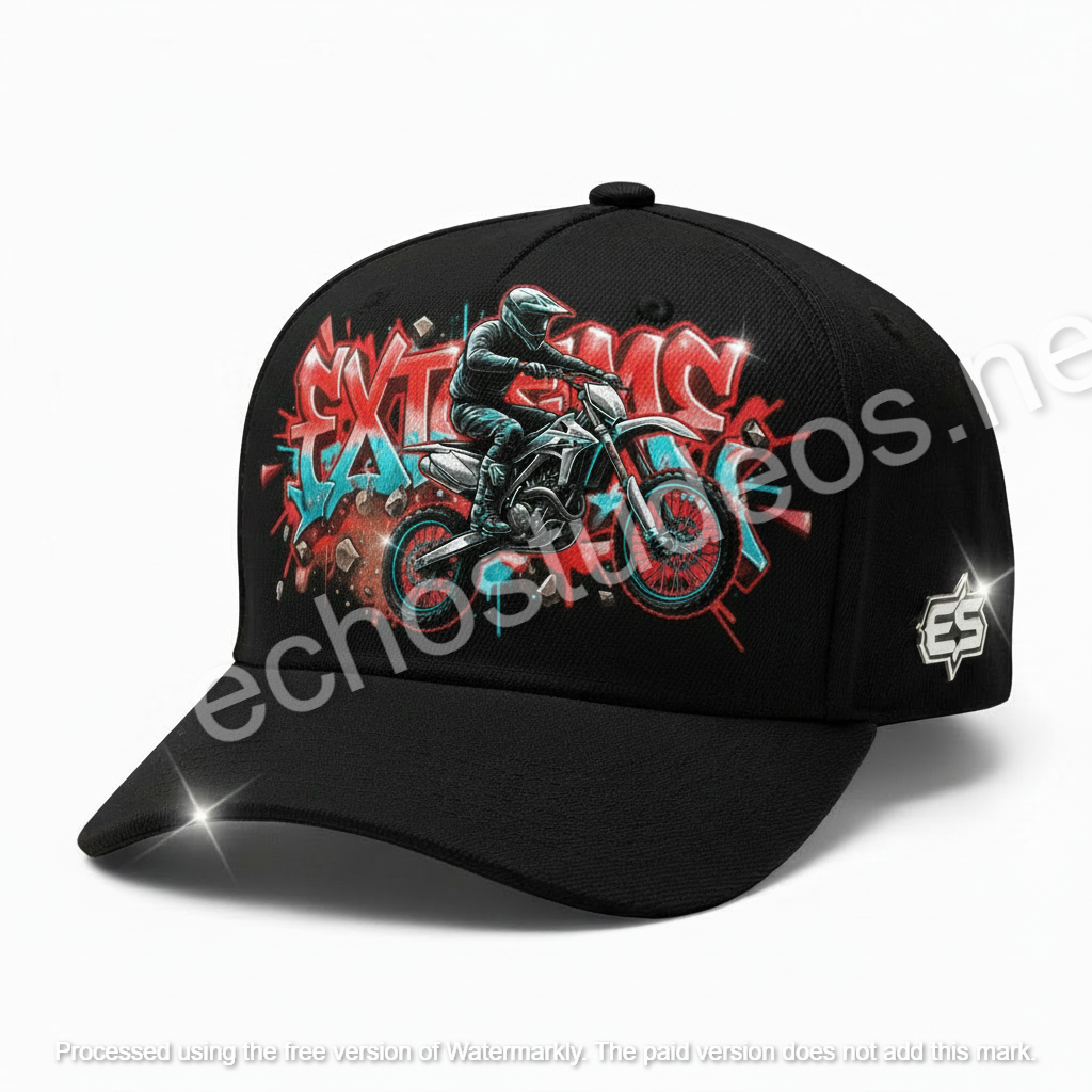 EXTREME Rally Cap - Red Cyan Motorbike Jump Digital Design Download