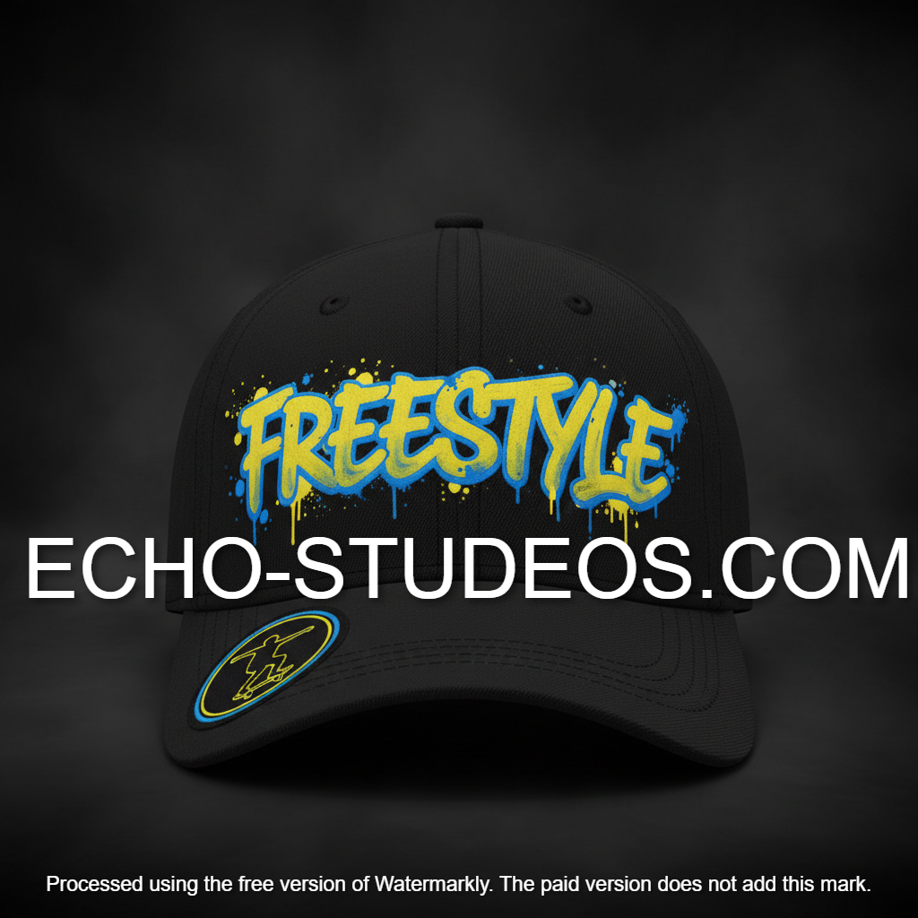 Freestyle Baseball Cap - Blue & Yellow Graffiti Digital Design Download