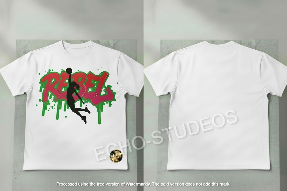 White Rebel Basketball T-Shirt - Premium Graffiti Design