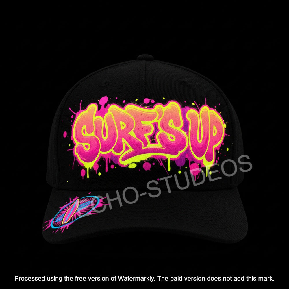 Surf's Up Baseball Cap - Neon Graffiti Digital Design Download