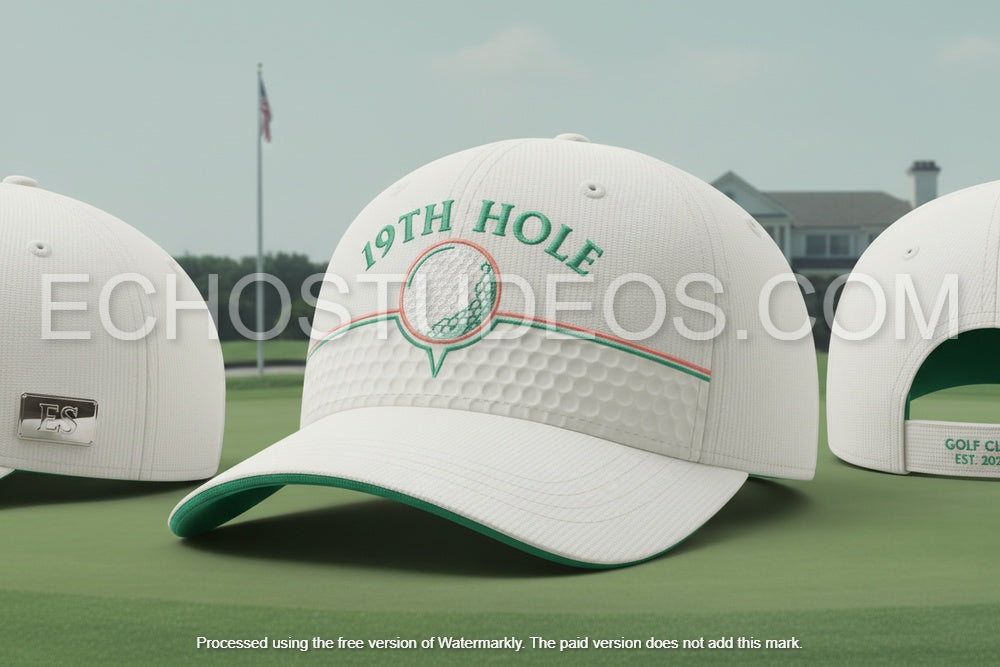 19th Hole Golf Cap - Mint & Coral Preppy Digital Design Download