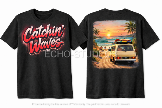 Catchin Waves VW Camper - Digital Design Download