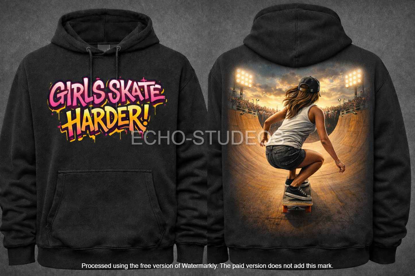 Girl Skateboarder - Pink & Yellow Graffiti Digital Download