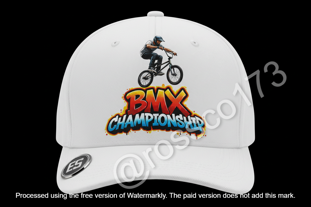 BMX Championship Baseball Cap - Red Blue Yellow Graffiti Digital Design Download