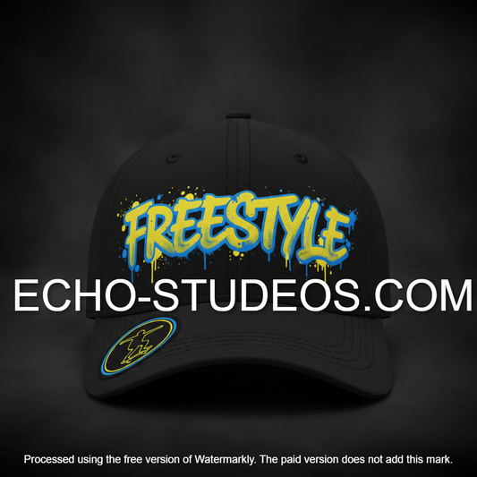 Freestyle Baseball Cap - Blue & Yellow Graffiti Digital Design Download