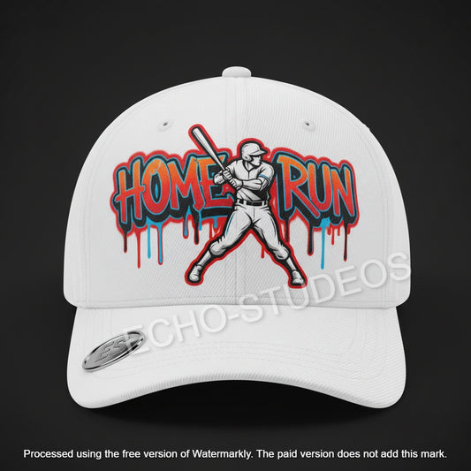 Home Run Baseball Cap - Red & Blue Graffiti Digital Design Download