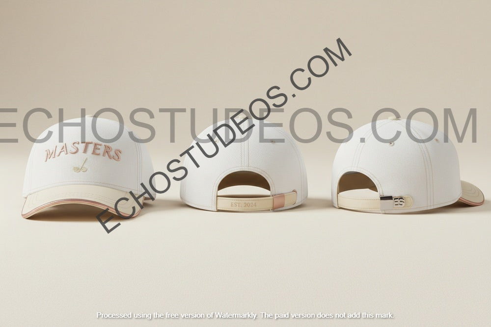Masters Golf Cap - White Cream & Rose Gold Luxury Digital Design Download