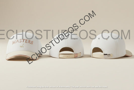 Masters Golf Cap - White Cream & Rose Gold Luxury Digital Design Download