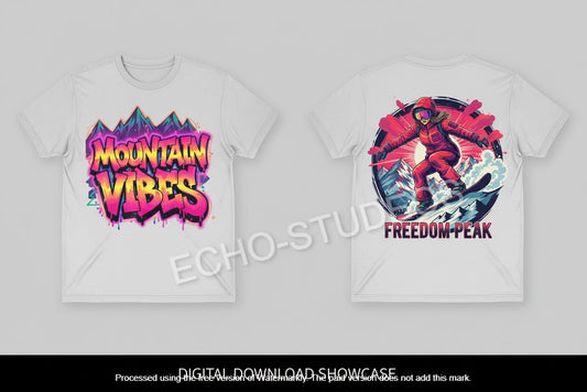 Mountain Vibes T-Shirt - Front & Back Digital Design Download