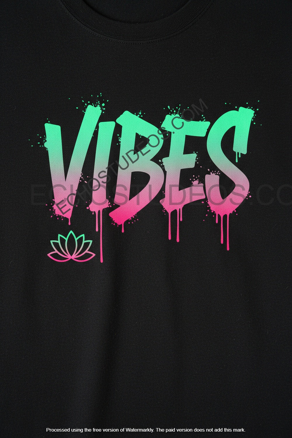 Natural Healing Wellness T-Shirt - Mint Green & Pink Graffiti Digital Design Download