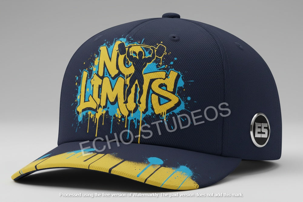 No Limits Baseball Cap - Yellow & Blue Graffiti Digital Design Download