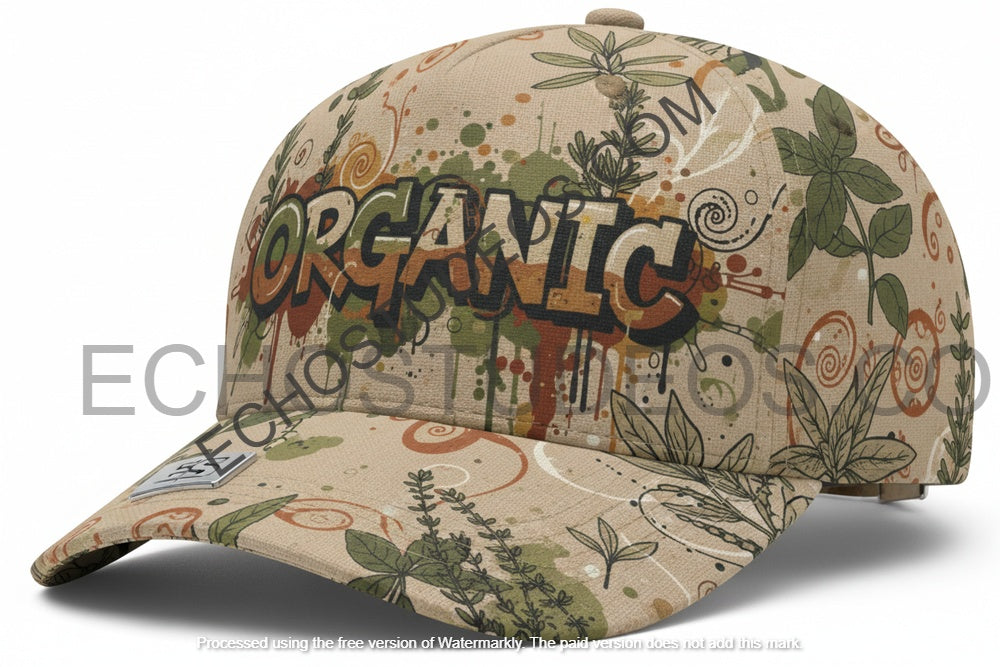 Organic Wellness Baseball Cap - Earthy Graffiti Digital Design Download