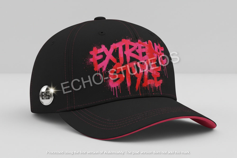 Extreme Style Baseball Cap - Pink & Red Graffiti Digital Design Download