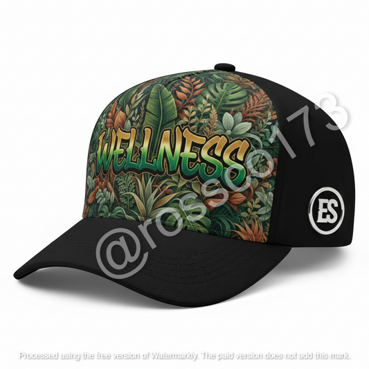Wellness Botanical Baseball Cap - Green Graffiti Digital Design Download