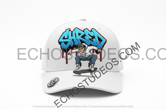Shred Skateboarder Baseball Cap - Blue & Red Graffiti Digital Design Download