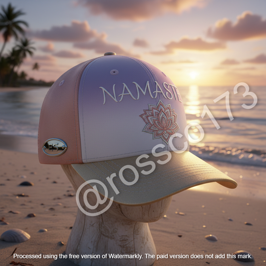 Namaste Yoga Baseball Cap - Lavender Rose Gold Pearl White Luxury Digital Design Download