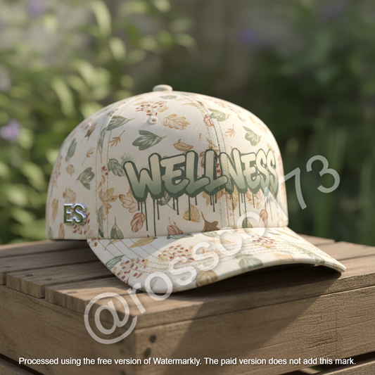 Balance Botanical Baseball Cap - Earthy Wellness Graffiti Design